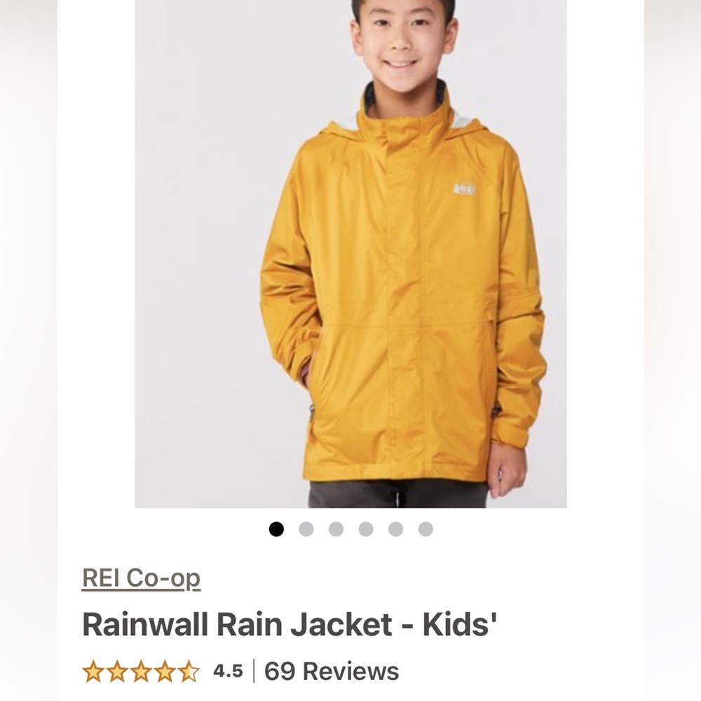 REI Co-op Rainwall Rain Jacket, youth small (8), desert sun (yellow)
